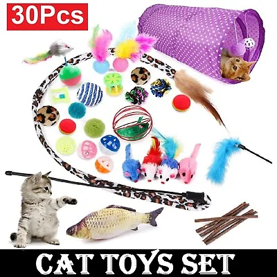 Cat Kitten Toys Rod Fur Mice Bells Balls Catnip Lovely Pet Toys Cat Toys Bulk • $25.99
