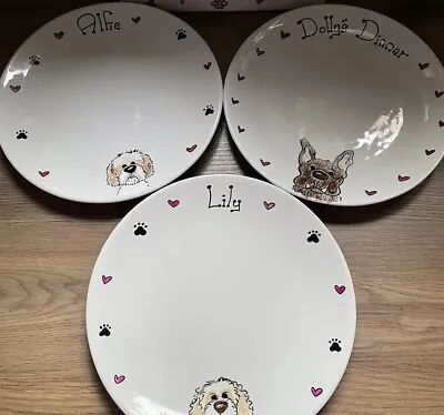 Hand Painted Personalised Pet Plate. Dog Plate Customised To Your Pets Breed • £10