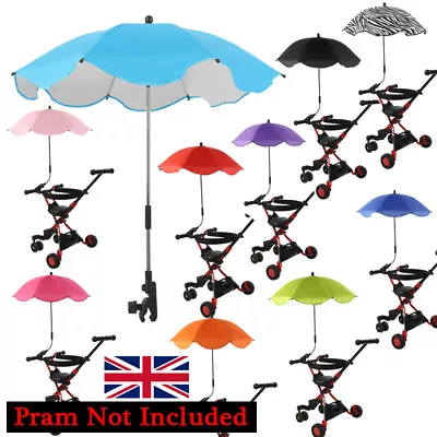 Parasol Pram Pushchair Universal Sun Shade Stroller Buggy Kids Baby Umbrella • £10.92