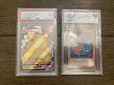 $29.99 • Buy Pokémon & Yugioh Slab Lot Pikachu 044/185 And Blue-Eyes LC01