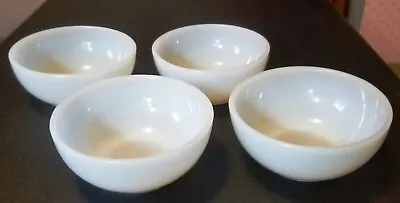 4 Vintage Milk Glass Bowls Fire King White Excellent! Cereal Soup Dessert USA • $26.99