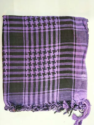 PURPLE Arab Head Scarf Wrap Arafat Shemagh Keffiyeh Checkered Neck Shawl Hijab • £1.99