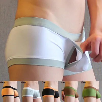 Men's Boxer Briefs Open Front Pouch Shorts Underwear Sexy Lingerie Underpants~ • $7.99