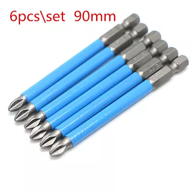 6 Pcs Anti Slip Phillips Screwdriver Bits 1/4  Hex Shank 90mm Screwdriver Bit • $4.85