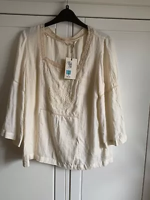 Womens M&S Indigo Collection Cream Embroidered Top Size 14:  BNWT • £2.42