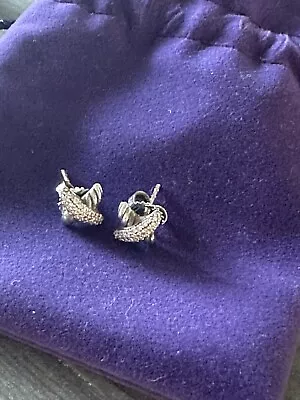 David Yurman Petite X Stud Earrings - Sterling Silver Diamonds | Used • $250
