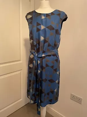 Aquascutum Designer Blue Tunic Dress 100% Silk Size 8 Fully Lined • £30