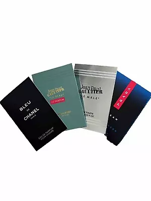 4x Strong Mens Perfume Samples Jean Paul Gaultier & Prada & Chanel Vials Samples • £8.99