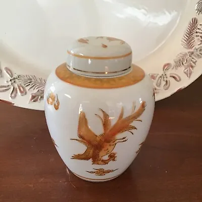 Vintage White Porcelain  Ginger Jar/Gold Trim/LJ Stamp • $12