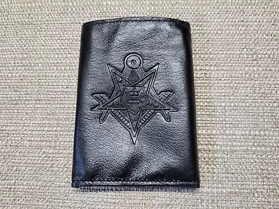 Men’s Leather Wallet Trifold Black Lambskin Prince Gardner Freemason Symbol Star • $33.33