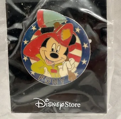 NY New York Fire Dept Disney Store Mickey Fireman Pin NEW MINT IN PACKAGE FDNY • $13.99