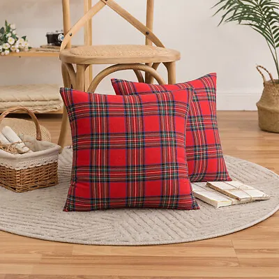 $13.09 • Buy Christmas Plaid Tartan Cushion Cover Xmas Throw Pillow Case Bed Sofa Home Decor