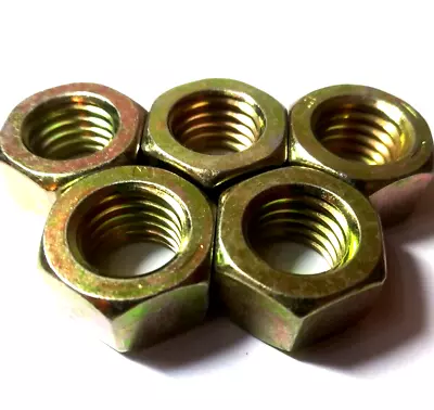 5/8 -11 HEX NUT GRADE 8 YELLOW ZINC PLATED COARSE THREAD USS   5 Nuts  • $8