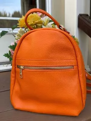 VITTORIA PACINI Made In Italy ORANGE LEATHER BACKPACK BAG  (PU700 • $83.99