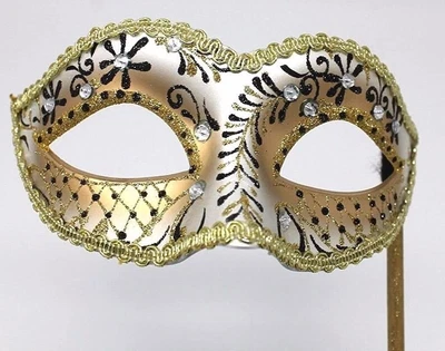 £13.99 • Buy Black & Gold Jewelled Venetian Masquerade Party Ball Carnival Mask On A Stick