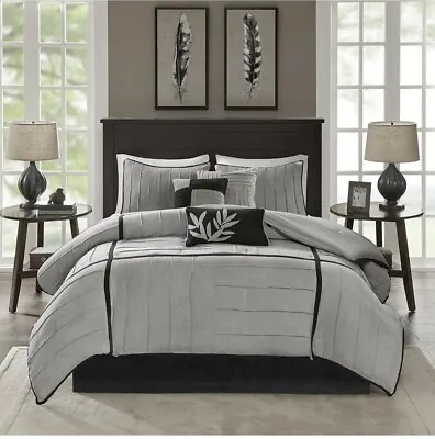 Madison Park Cozy Comforter Set Casual Blocks Design All Season Matching Bed ... • $104.99