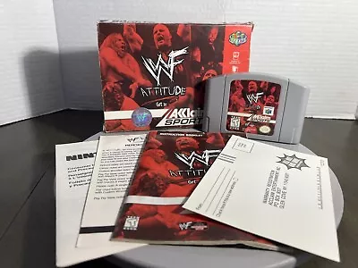 WWF Attitude Nintendo N64 COMPLETE  CIB  Tested. Damage Box • $22