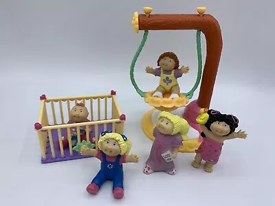 Vintage 1984 Cabbage Patch Kids Doll PVC Figures 5 Dolls Playpen And Tree Swing • $30