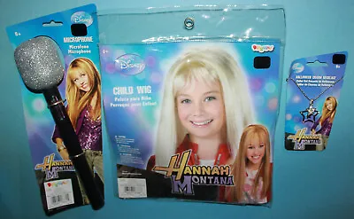 Hannah Montana Miley Cyrus Child Costume Accessories Wig Microphone Necklace NEW • $28.95