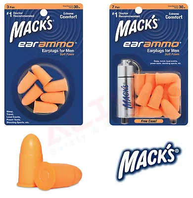 Mack's Ear Ammo ® Soft Foam Ear Plugs For Men - MACKS Sleeping Shooting Earplugs • £4.69