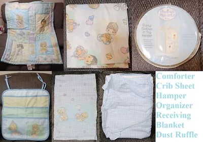 Vintage Precious Moments Crib Fitted Sheet Comforter Hamper Receiving Blanket • $125