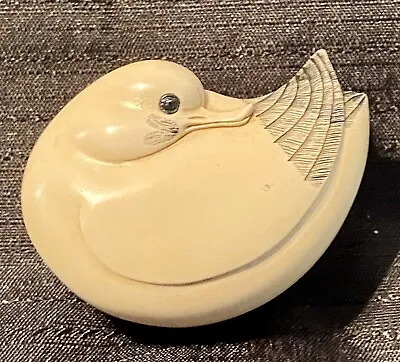 MMA Metropolitan Museum Of Art Faux Scrimshaw  Duck  Trinket Box Vintage • $42.10