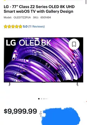 LG 77 Inch 8k Oled Oled77z2pua • $7000