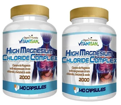 Magnesium Chloride (Cloruro De Magnesio) 2000 Mg 280 Capsules- 2 Bottles • $18.99