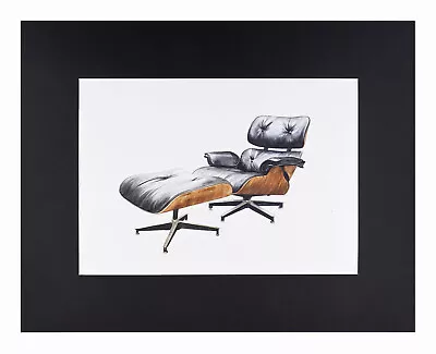 Watercolor Painting Eames Lounge Chair Interior Design Mid Century Modern • $125