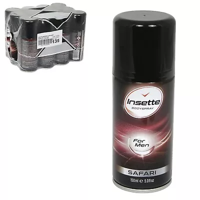  Insette Mens   Safari Deodorant Body Spray Dark Attraction For Man 4x150ml • £11.99