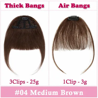 Thin/Thick Fringe Bangs 100% Remy Human Hair Extensions Clip In Hairpiece Topper • $7.89
