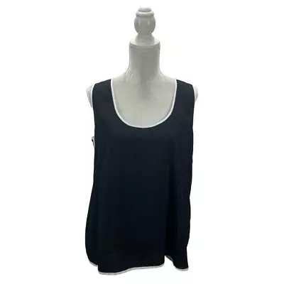 Milano Women's Tank Top Blouse Chiffon Piped Edges Side Slits Sleeveless Size XL • $14