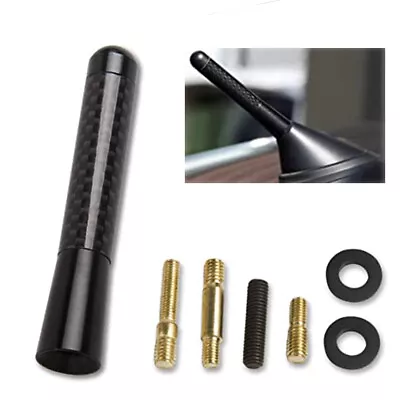 (3 Inches) Car Antenna Carbon Fiber Black Kit Universal Screw Radio FM Antena US • $8.99