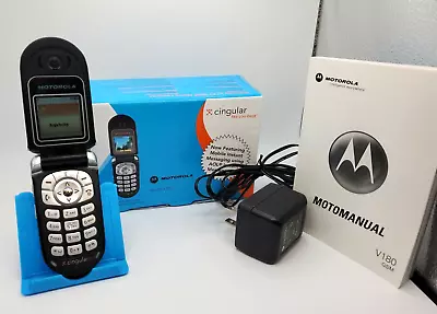 Vintage Motorola V180 GSM Cingular Wireless Phone W/ BoxOEM CHGR. Collectable • $79.99