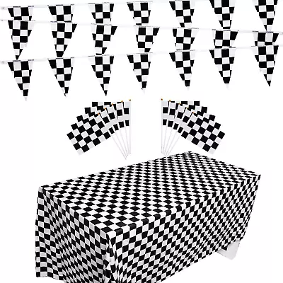 Checkered Flags Set Race Car Flags Party Supplies Decorations Include 10 Packs  • $24.99