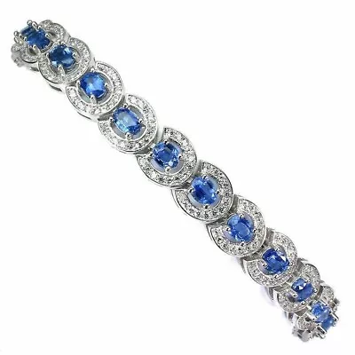 Bracelet Blue Tanzanite Genuine Mined Gems Solid Sterling Silver 6 1/2 To 7 1/2 • £139.99