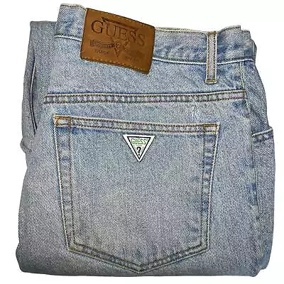 Vintage Guess Jeans 90's Light Blue Regular Fit Tapered Leg Denim Bottoms W36 • $89
