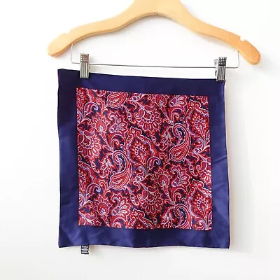 Paisley Scarf Men Silk Bandana Blue Square Kerchief Small Western Boho Red 13x13 • $18.88