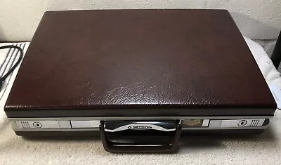 Vintage Slim Samsonite Brown Hard Shell Multi Pocket Briefcase - NO KEY • $29.95