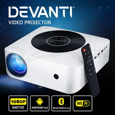 Devanti Wifi Bluetooth Video Projector Touch Screen 1080P Portable Home Cinema • $264.95