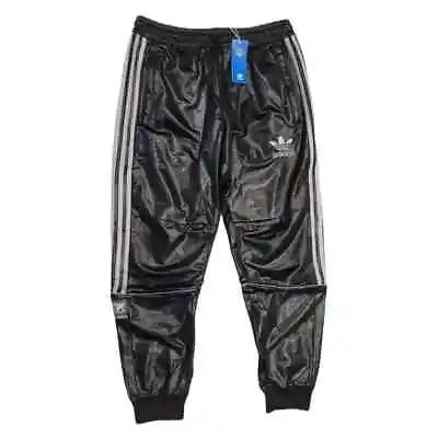 Men Adidas Chile20 Wetlook Tracksuit Pants Black Shiny Glanz Joggers Cal Surf XL • £129.99