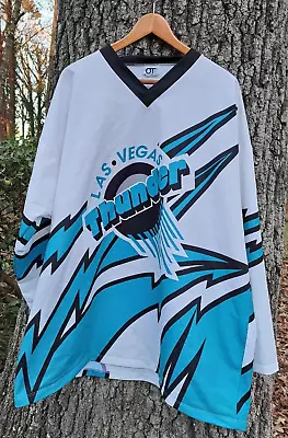 VNTG  90's OT Sports Las Vegas Thunder Hockey Jersey Size XXL 2XL White • $225