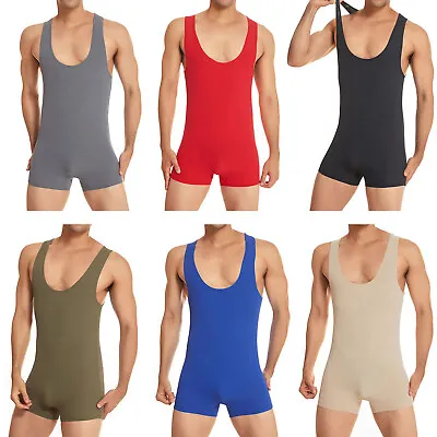 Men's One Piece Leotard Wrestling Singlet Bodysuit Underwear Athletic Jumpsuit • $9.61