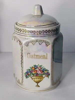 Vintage MEPOCO WARE Porcelain OATMEAL Canister • $19
