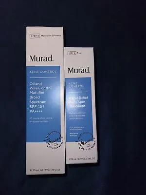 Murad Acne Control Oil &Pore Control Mattifier SPF 45 1.7oz/50ml & Rapid Spot X2 • $49.95