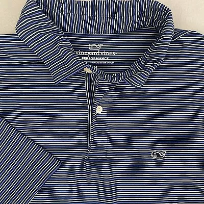 Vineyard Vines Short Sleeve Performance Golf Polo Shirt Blue Stripe Men's Medium • $6.50