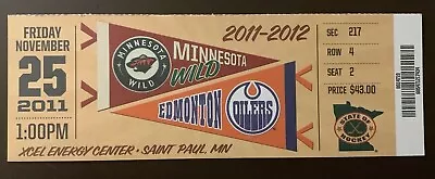 Minnesota Wild 11/25/2011 NHL Ticket Stub Vs Edmonton Oilers • $6.95