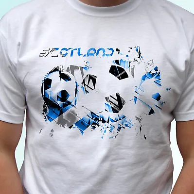 Scotland Football Flag White T Shirt Soccer Style Design Mens Womens Kids • £9.99