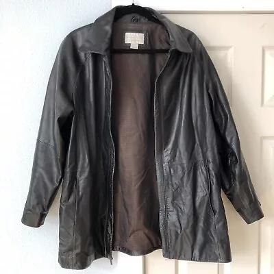 Worthington Genuine Leather Lambskin Men’s Large L Jacket Coat Black • $100