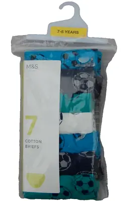 Marks And Spencer Pure Cotton Briefs - 7 Pack - Boys 7 - 8 Years  Football New • £11.63